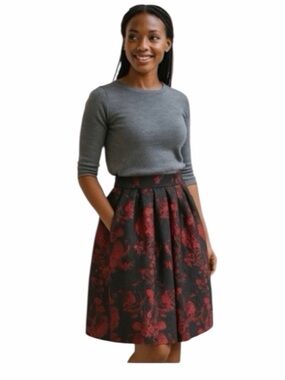 Comme Usa Jacquard Floral A‎ Line Skirt NWT